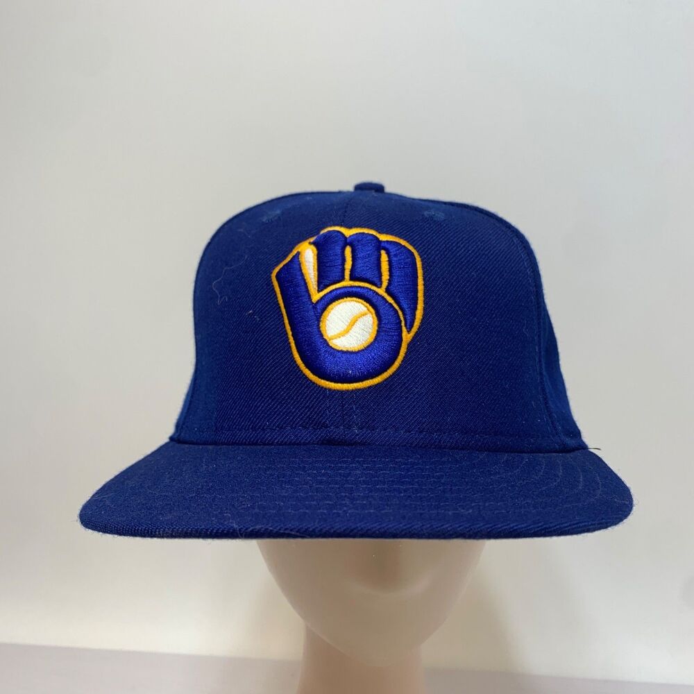 Vintage Milwaukee Brewers MLB New Era 7 3/8 59FIFTY Cool Base Fitted Cap USA